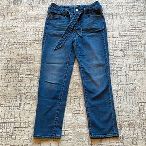 White House Black Market Hi-Rise Straight Leg Blue Jeans with Belt